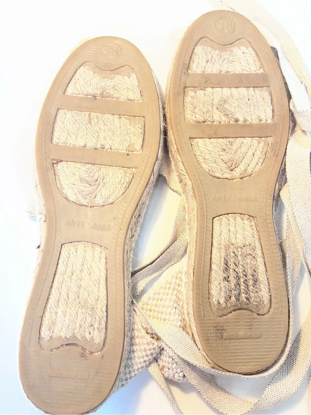 Alpargatus Canvas Espadrilles Goats Closed Toe Ankle Wrap Size 38 U.S. 7.5